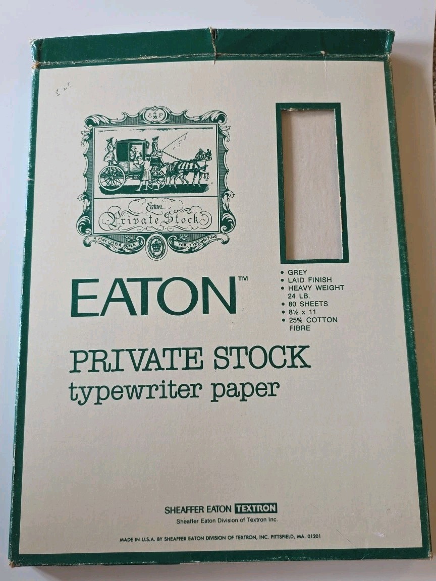 Vintage Eaton Private Stock Typewriter Paper Gray 24 LB 80 openbx