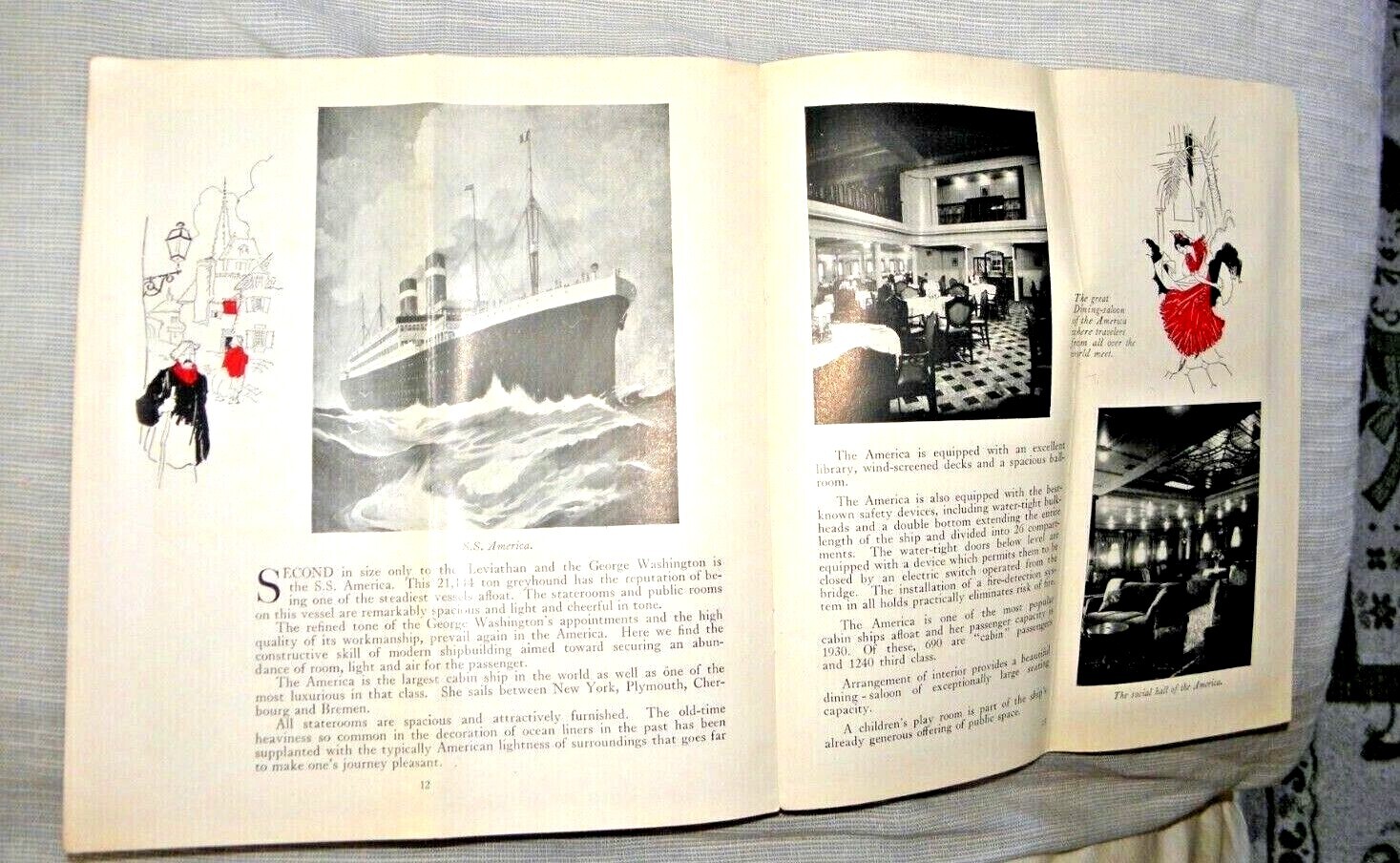 VINTAGE LOVELY PAMPHLETUNITED STATES LINES ALL SHIPS CRUISE ILLUSTRATED 1940’s