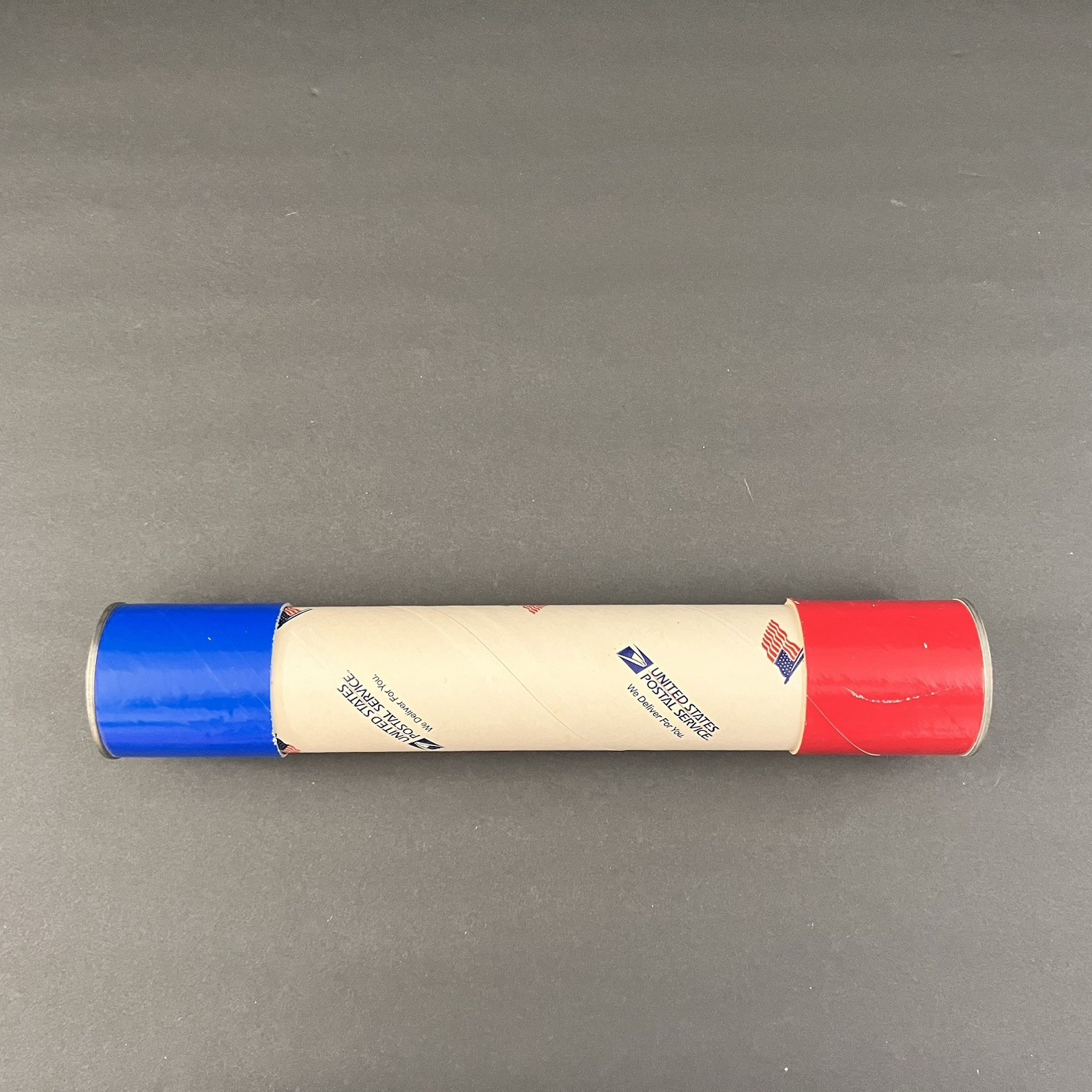 USPS Cardboard Mailing Tube 12″ Patriotic 1970’s American Flag Red White Blue