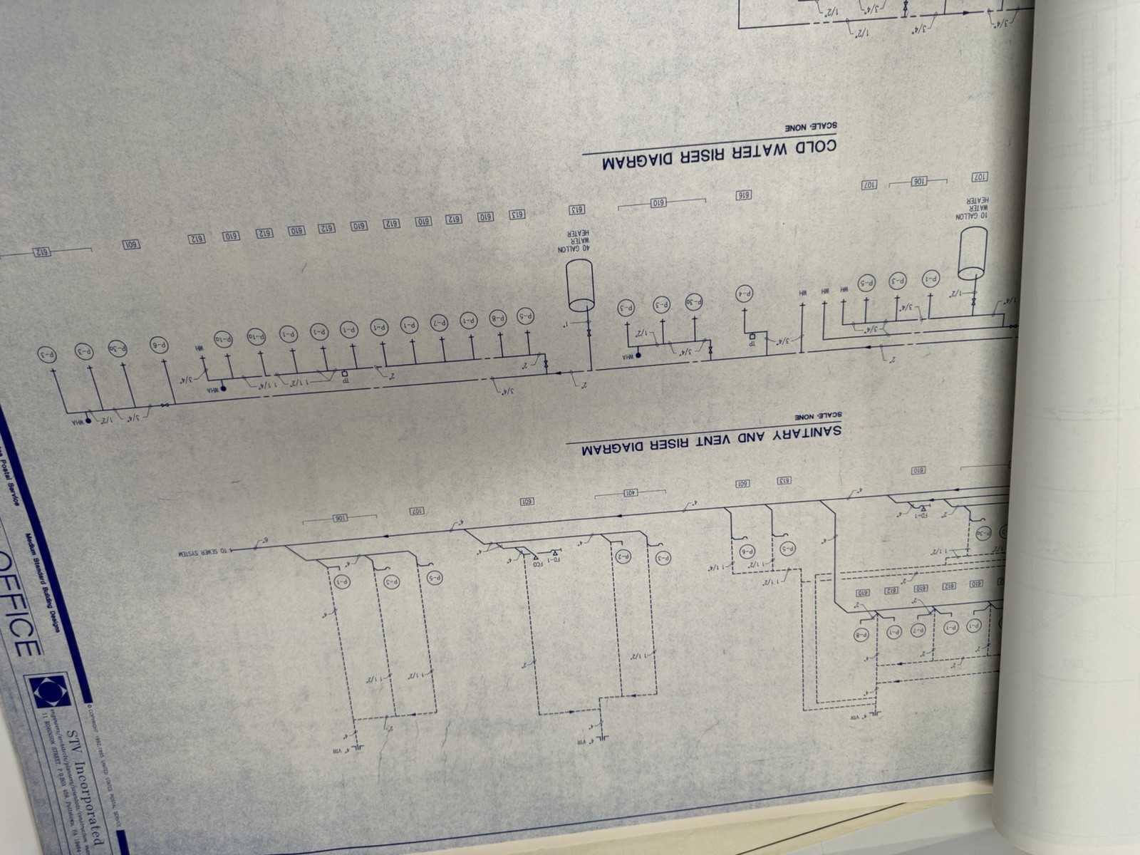 Vintage 1996 USPS post office Blueprint Set – Collegeville, Pa architectural