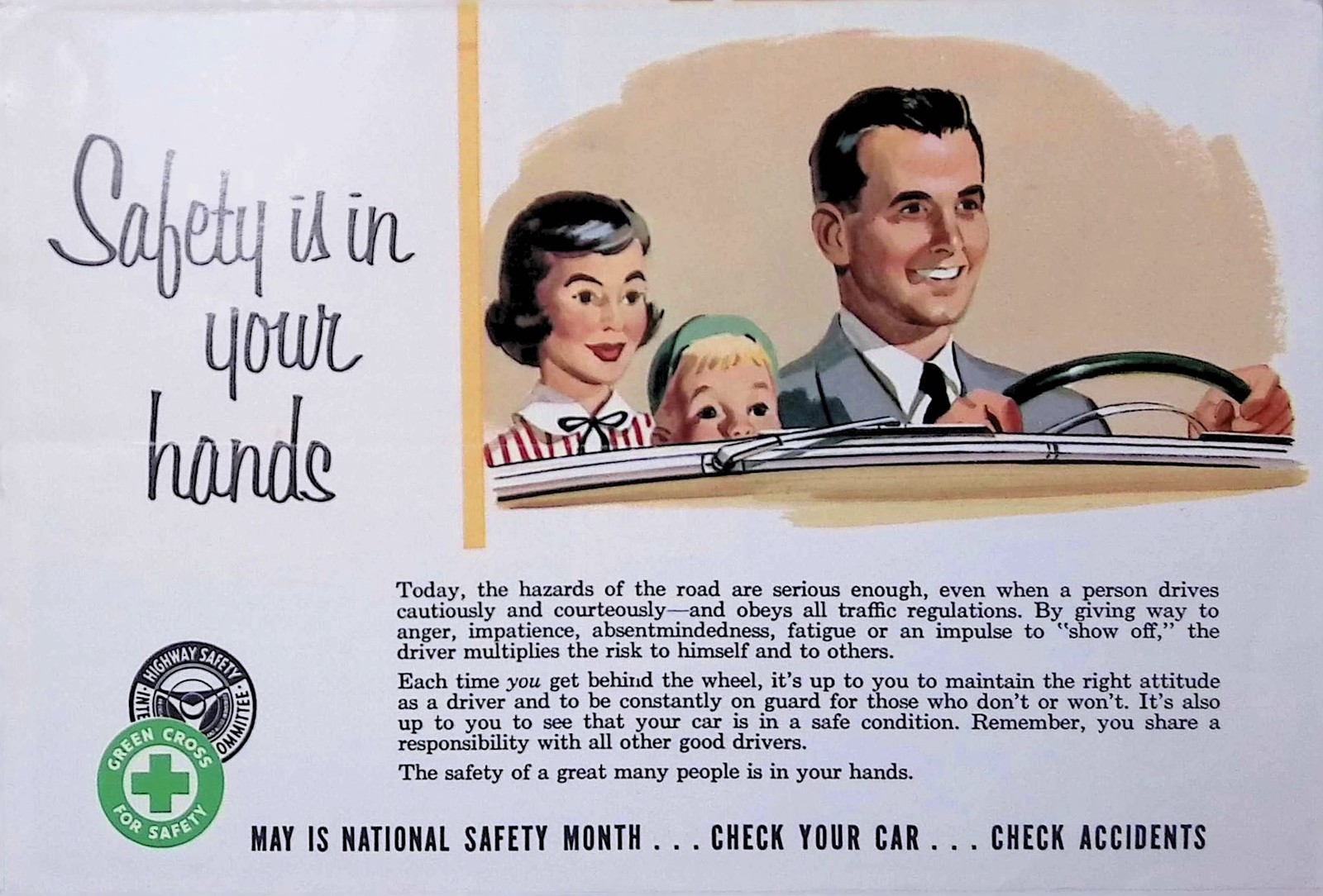 1950s Chevrolet Road Safety PSA Ad Offset Lithograph Print c1950s Ephemera