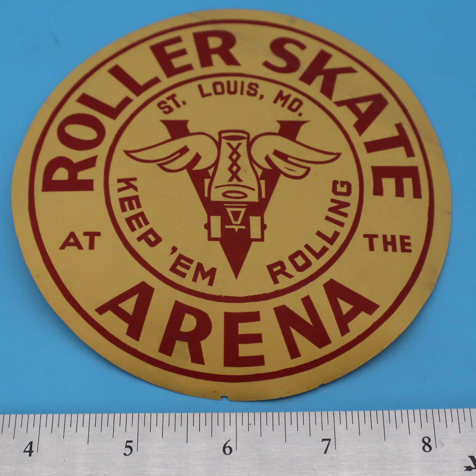 THE ARENA 1940s ST LOUIS MO. Vintage Roller Skating Rink Sticker Label Decal
