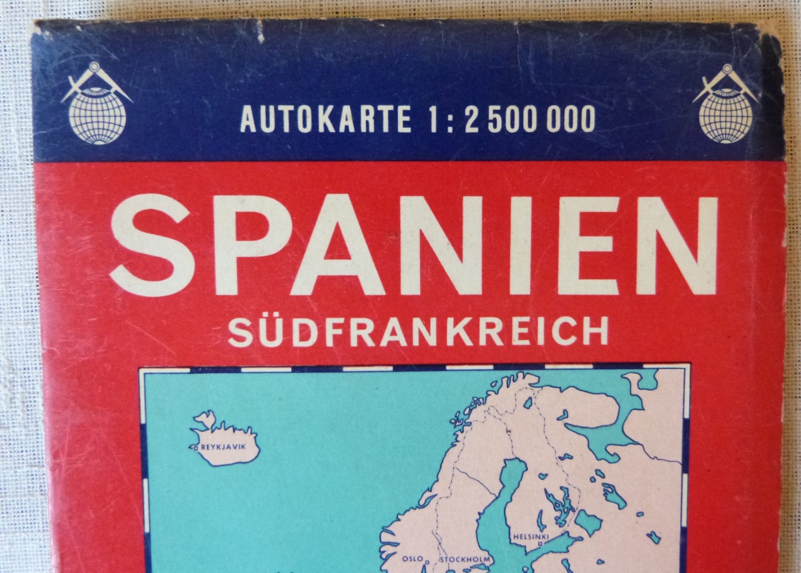Vintage Folded Road Map of Spain & Southern France By Kummerly & Frey, Bern