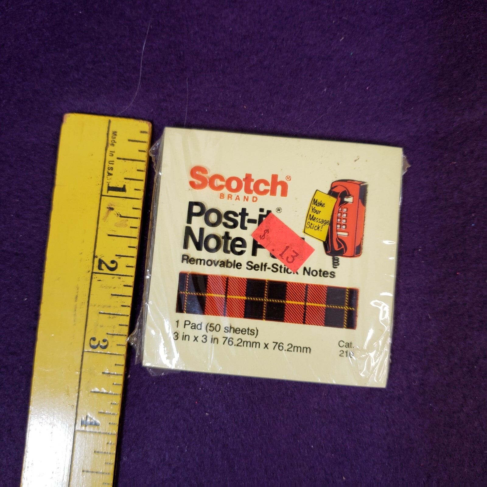 Vintage Post-it Note Pad Sealed NOS 50 Sheets 3×3 Wall Telephone Original Price