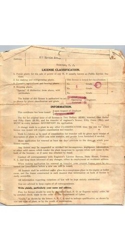 NJ Steam Engineer License 1927 Frank Maguth A-3099 Dept of Labor New Jersey