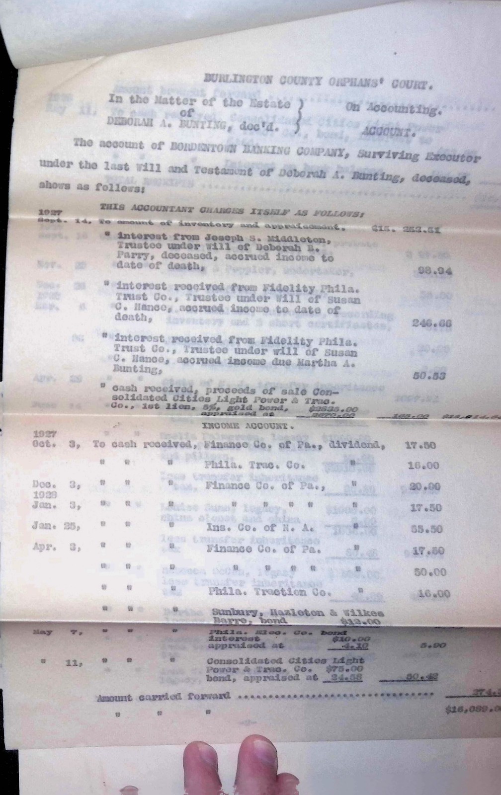 Burlington Co NJ Estate Account Orphans Court Legal Form c1890s