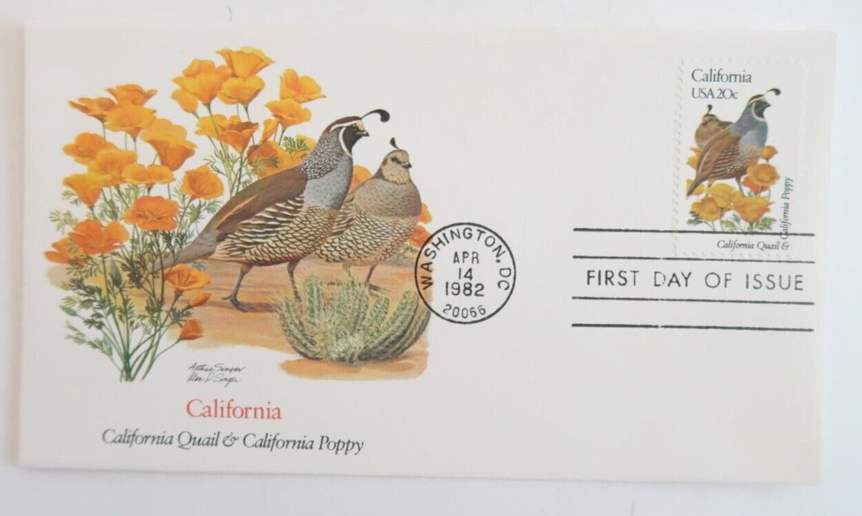 California Quail & Poppy First Day of Issue 1982 Envelope Only Item