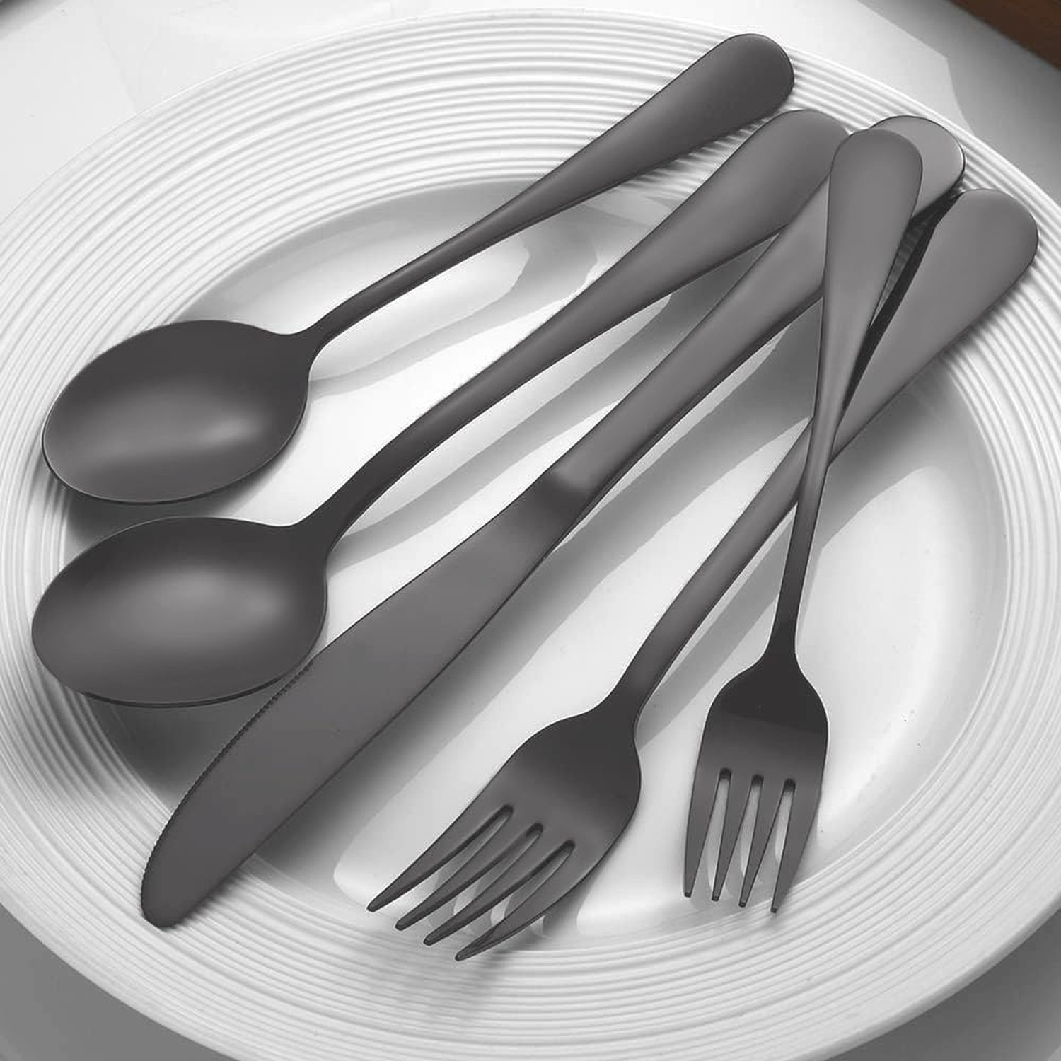 Matte Black Silverware Set for 8, 40 Pieces Stainless Steel Flatware Cutlery …