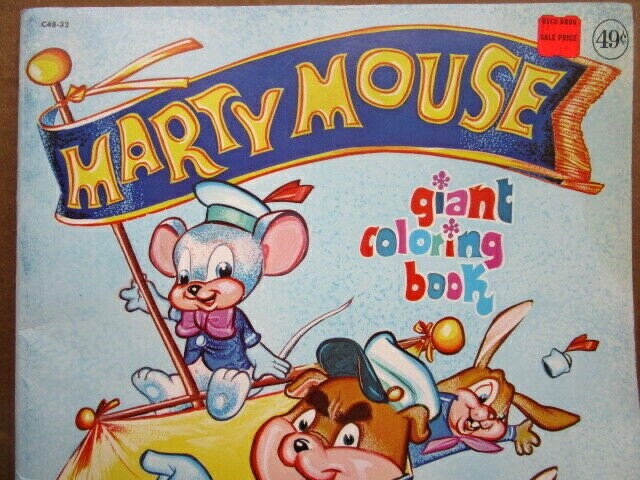 Playmore Inc. MARTY MOUSE Giant Coloring Book Playmore – Unused ~ A16