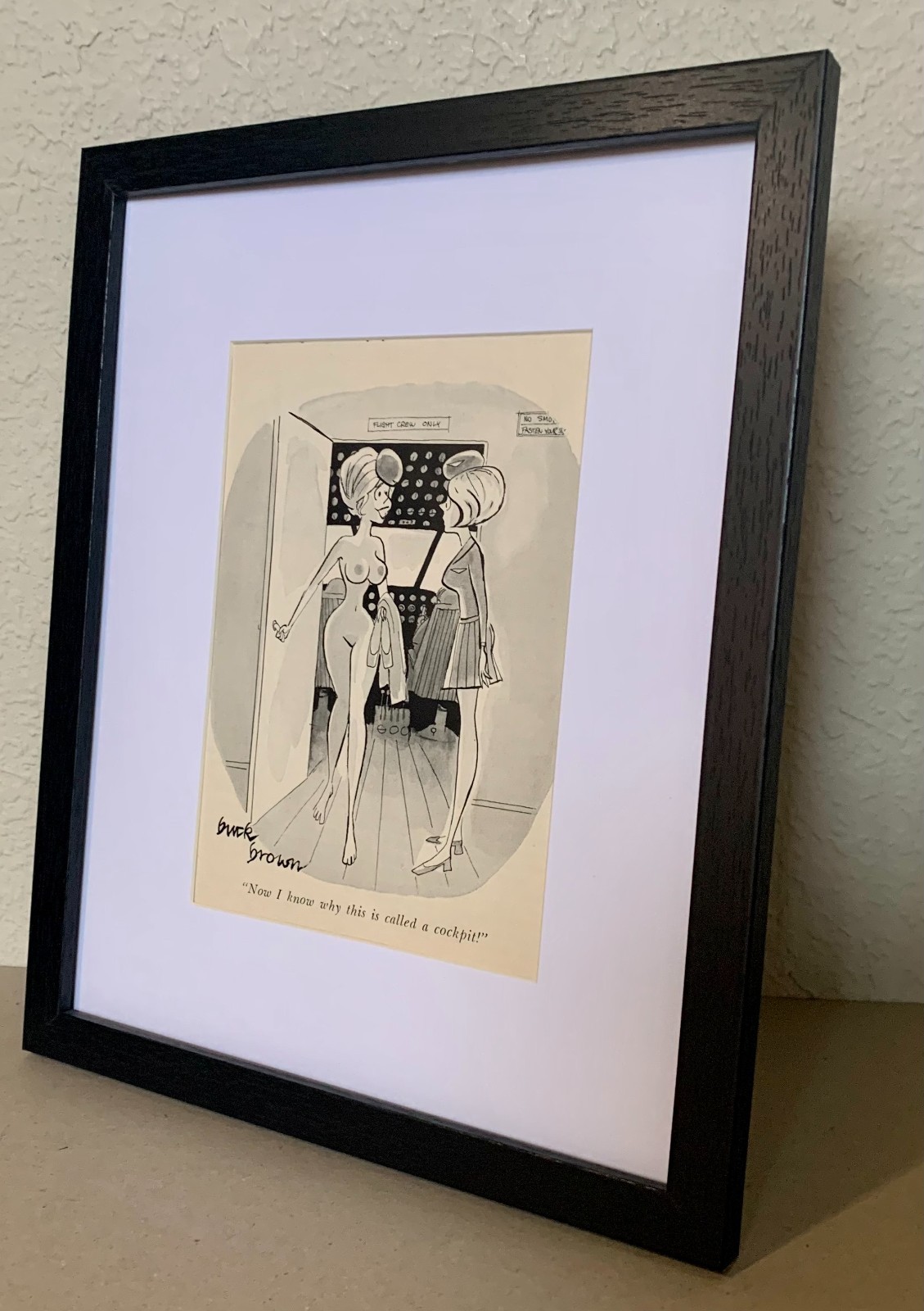 Playboy cartoon – THAT’s why it’s called a cockpit – 1974 – FRAMED – FREE SHIP.