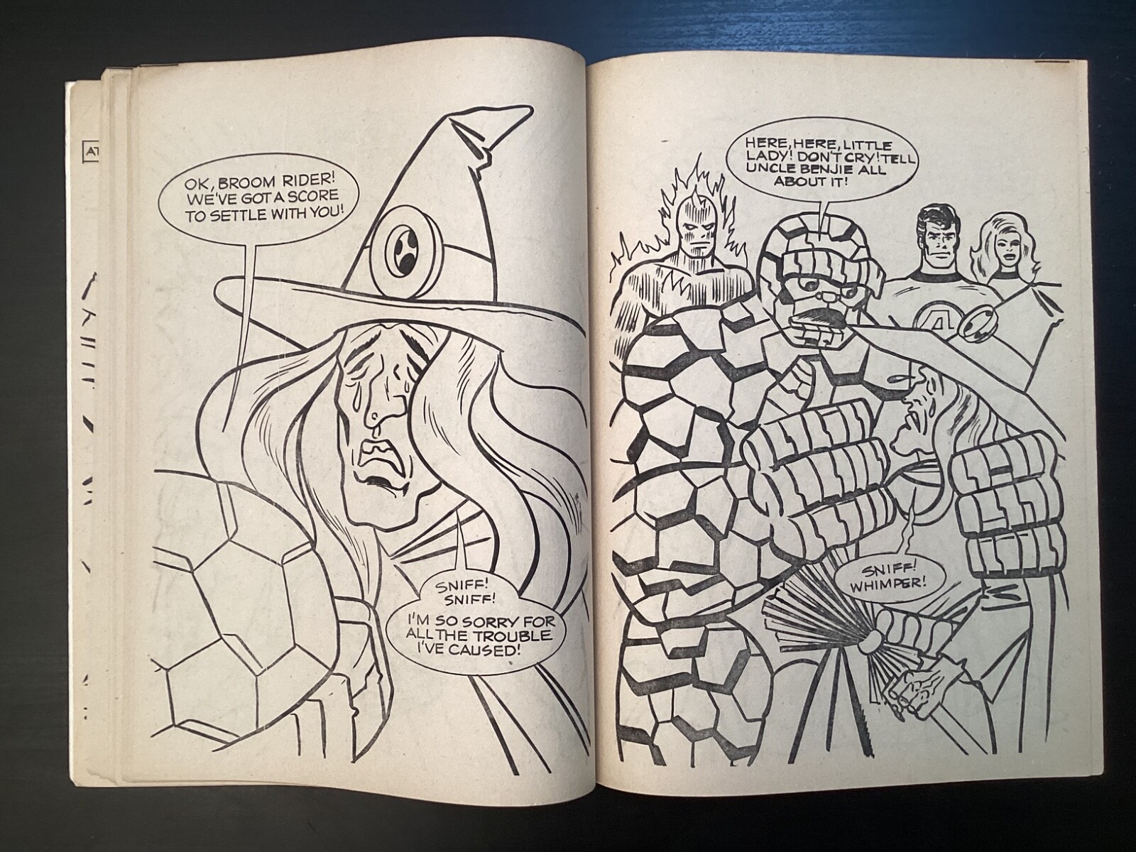 FANTASTIC FOUR meet “THE WITCH” Coloring Book copyright 1977 Marvel Comics Group