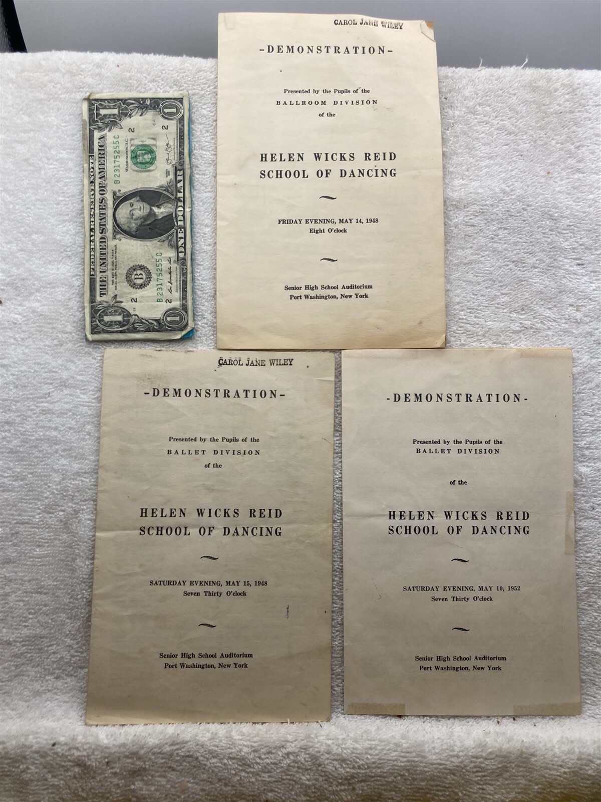 1948 1952 Helen Wicks Reid School of Dancing Programs Port Washington NY High