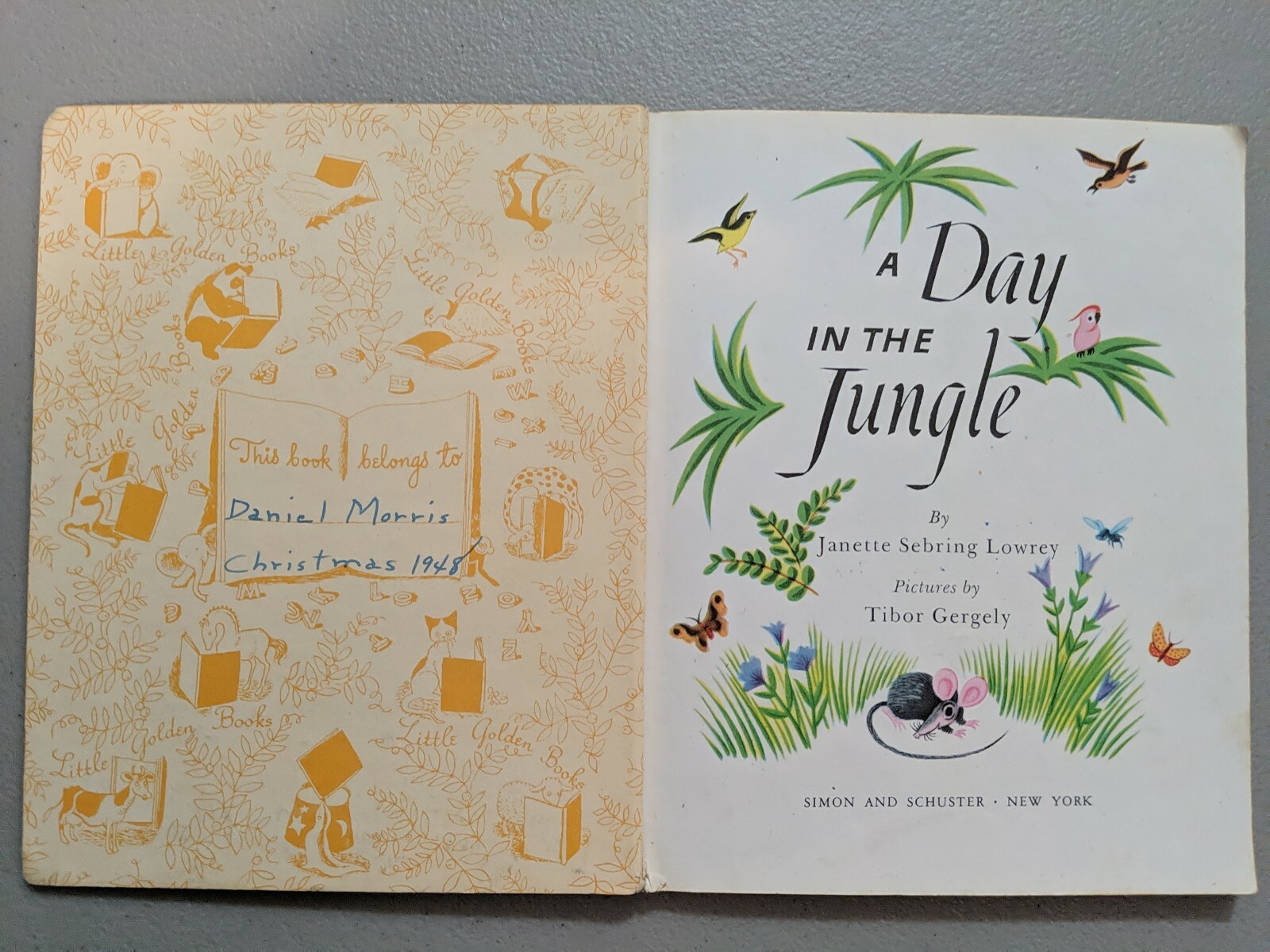 A Day In The Jungle, A Little Golden Book,1943(VINTAGE Brown Binding)