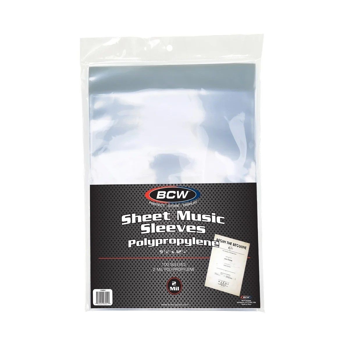 1 pack of 100 BCW 9 ⅜” x 12 ¼” Sheet Music Sleeves