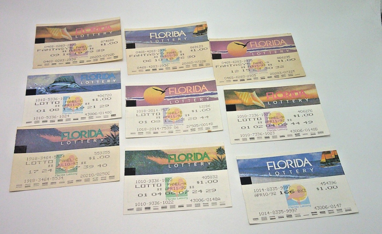 Florida Lottery Tickets 1992 & 1993 Colorful Paper Tickets Non Wins Rare Vintage