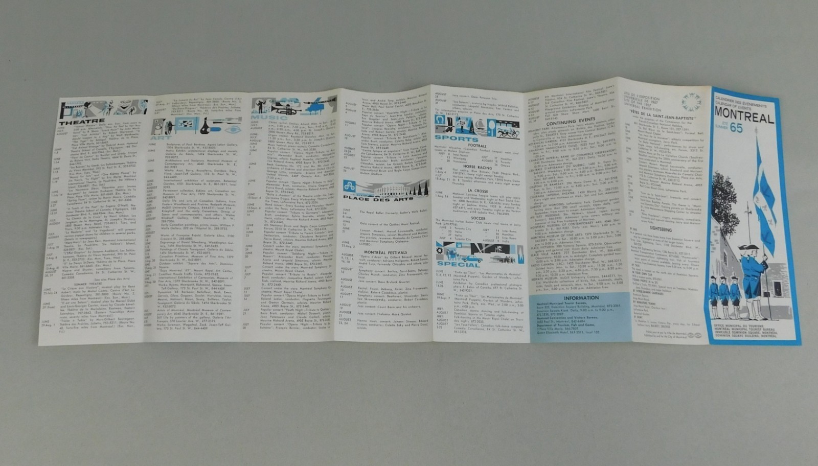 Vintage 1965 Montreal Calendar of Events Tourist Travel Brochure
