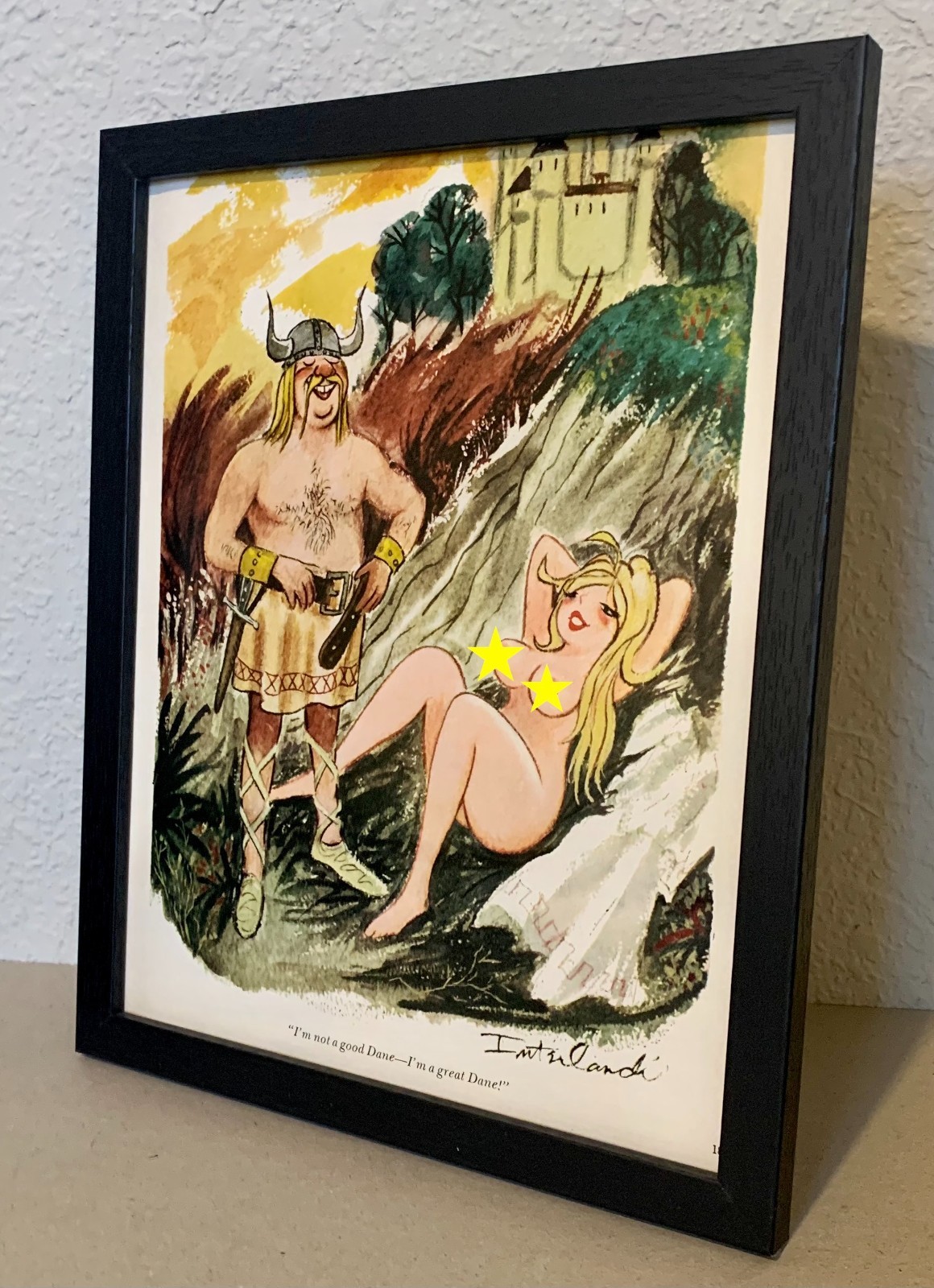 Playboy cartoon – Good dane? I’m a great Dane! – 1970s – FRAMED – FREE SHIPPING