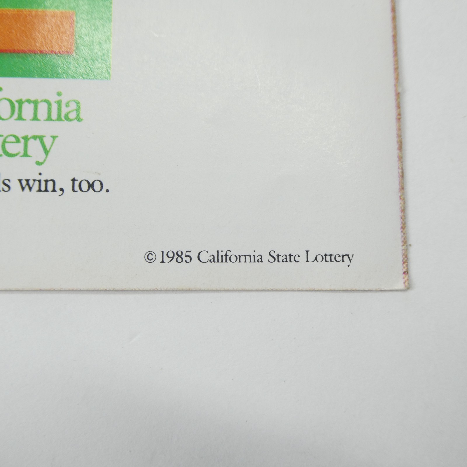 California Lottery 1985 Scratch Off Tickets & Brochure Vintage