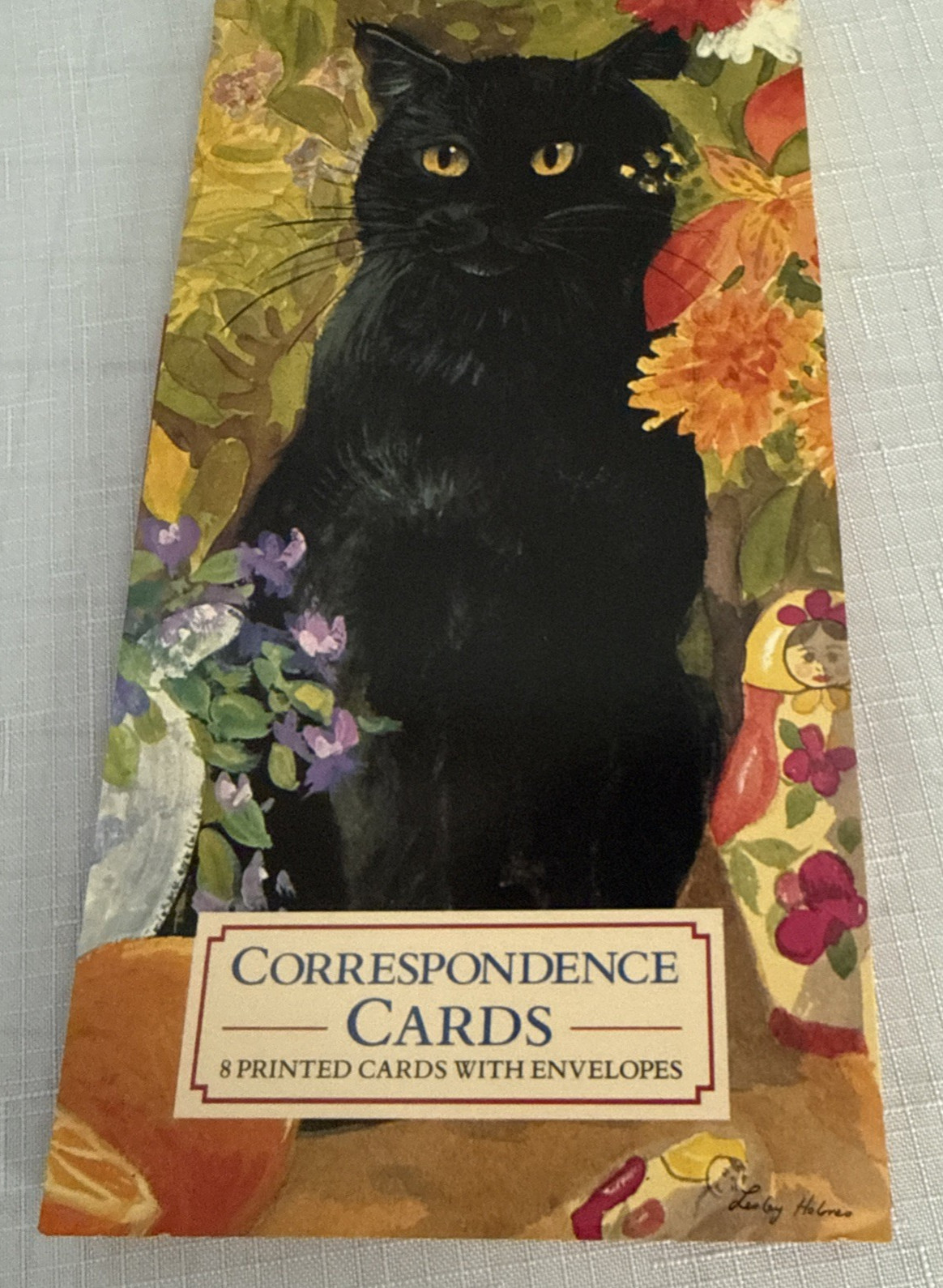 Vintage Greetings Cards Made In England Lesley Holmes Black Cat Orange Pack 8
