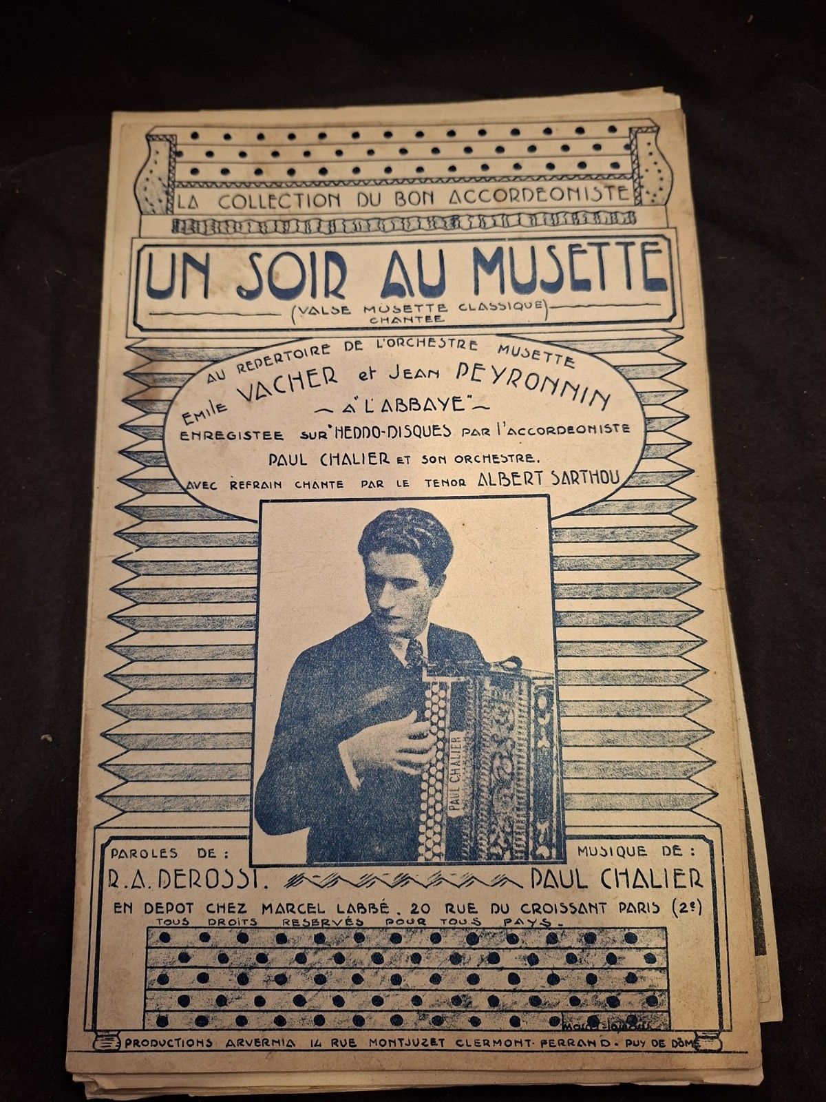 Partition Un Soir Au Musette Vacher Peyronnin Sheet Music