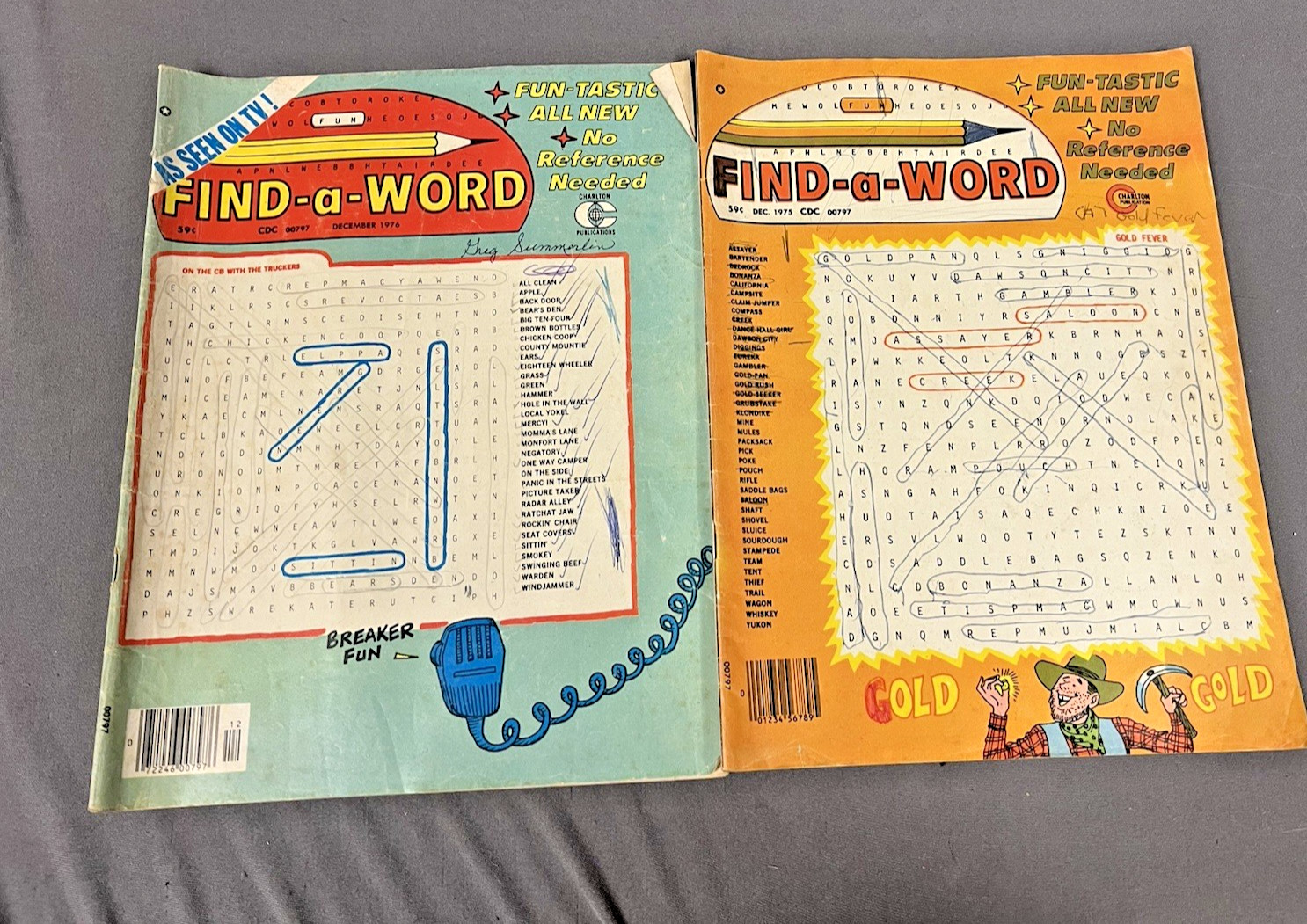 Vintage 1970s Puzzle Book Find-a-Word word find puzzle lot 1974 partially marked