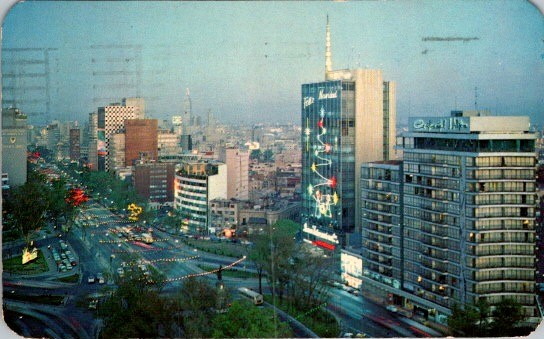 Mexico City Crepusculo Twilight 1968 Olympics Airmail Postcard Bullfight