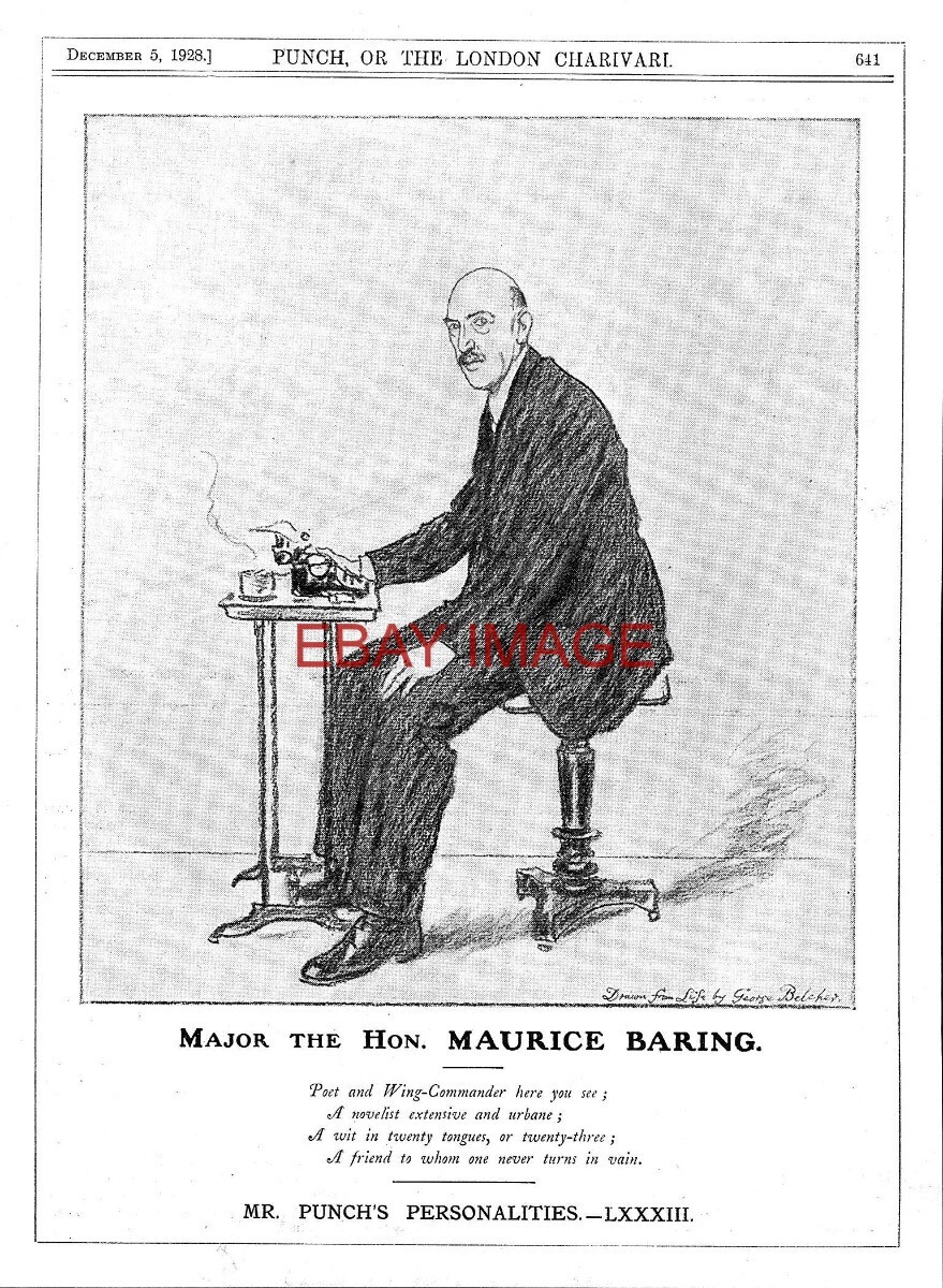 Dramatist & Poet Hon. MAURICE BARING 1928 ‘Punch Personalities’ Series Print