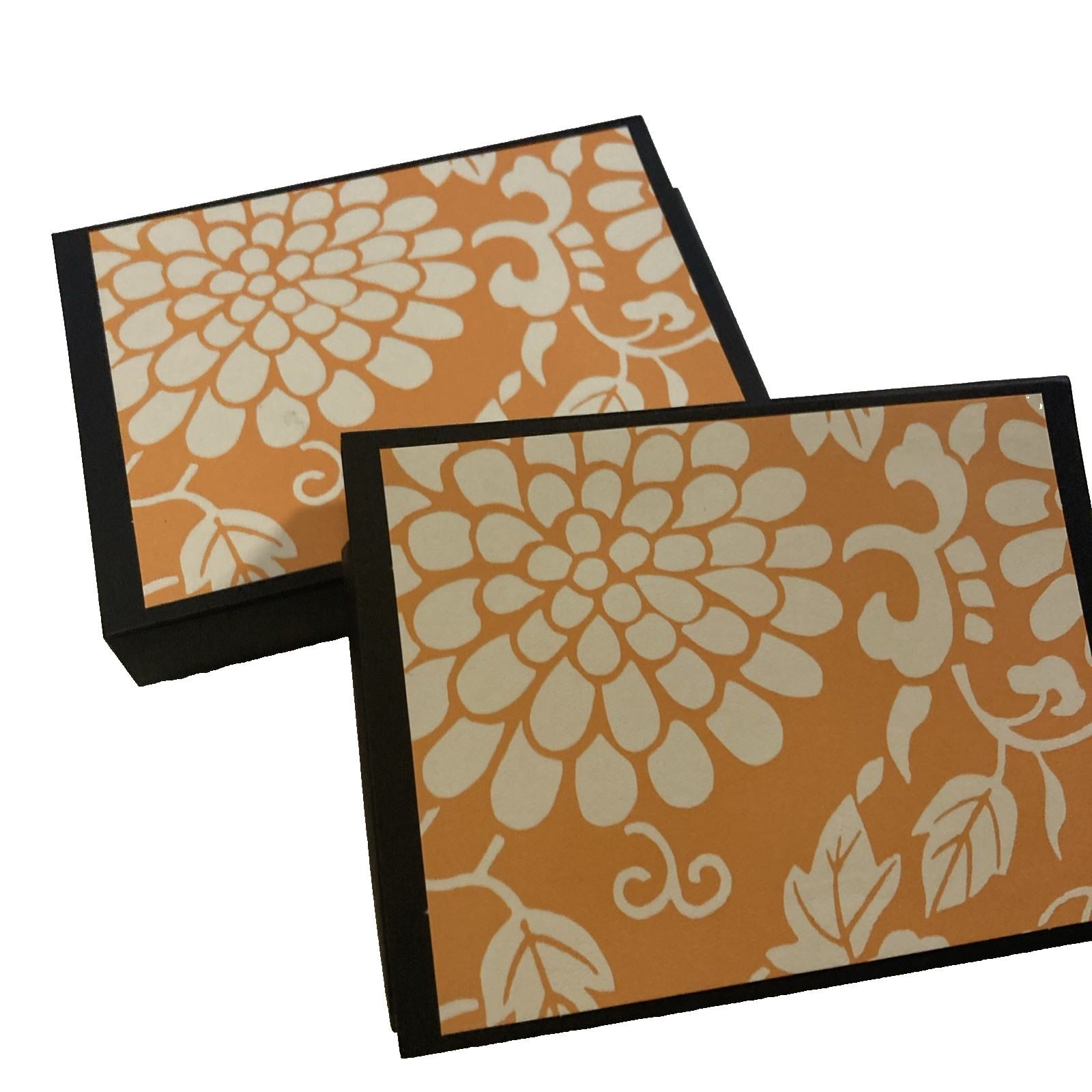2 Pk HALLMARK STATIONERY ORGANIZER 15 Pk Cards And Envelopes Orange Mums