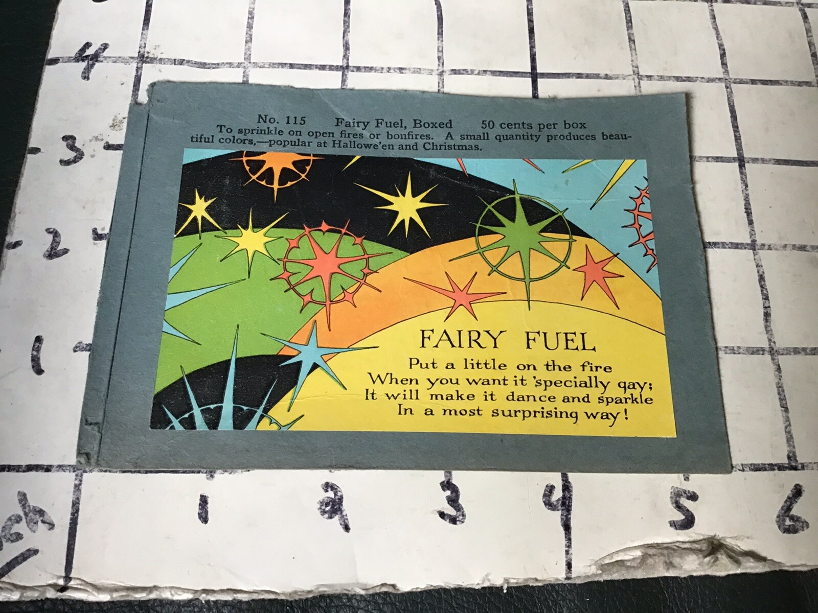 Vintage Box or Card example: FAIRY FUEL – colors for Halloween & Christmas