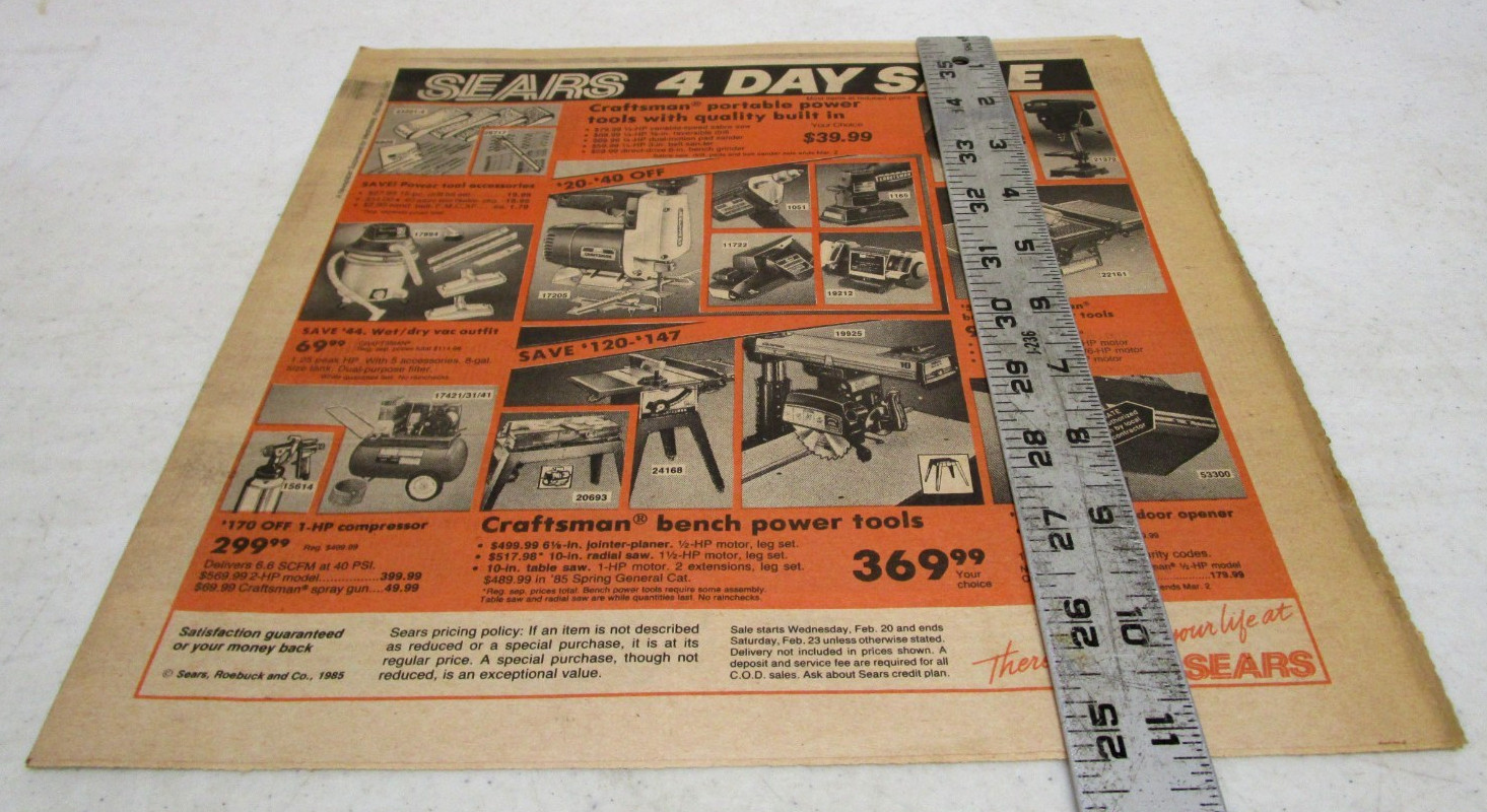 1985 VINTAGE 1980’s SEARS STORE ADVERTISING SALES NEWSPAPER CATALOG
