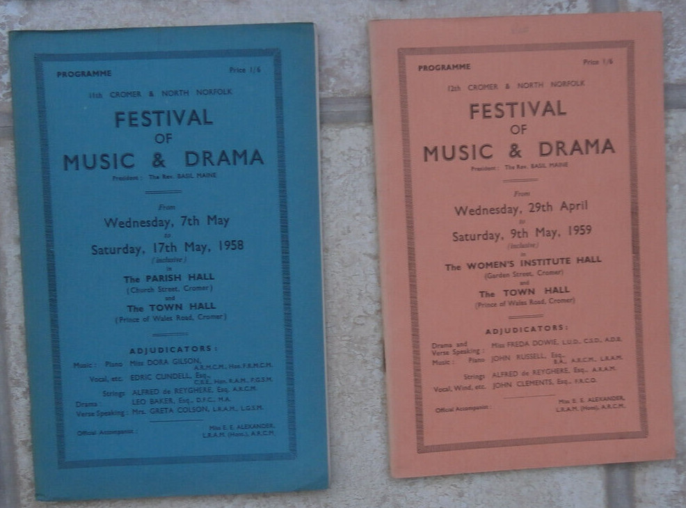 Cromer Festival Music & drama 21 programmes between 1951 – 1972 , plus ephemera