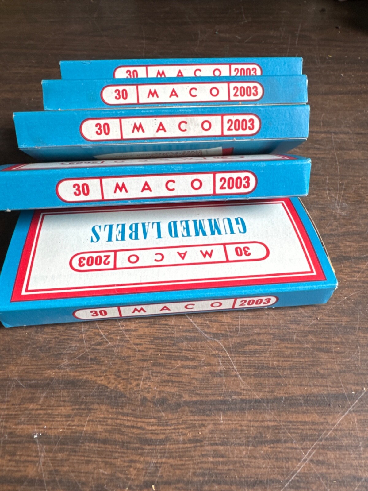 Maco Gummed Red Labels No. 2003 (5 boxes of 30) Vintage