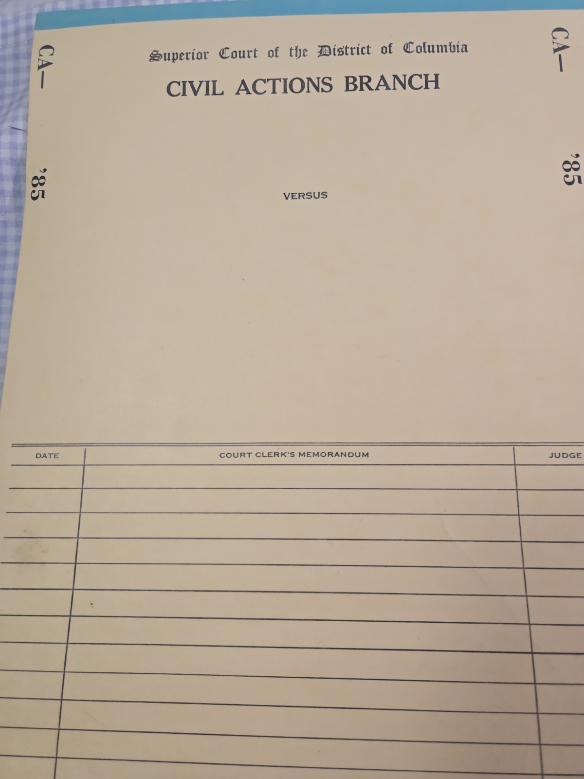 Vintage 1980s DC Superior Court Civil Action File Folders Court Forms Lot