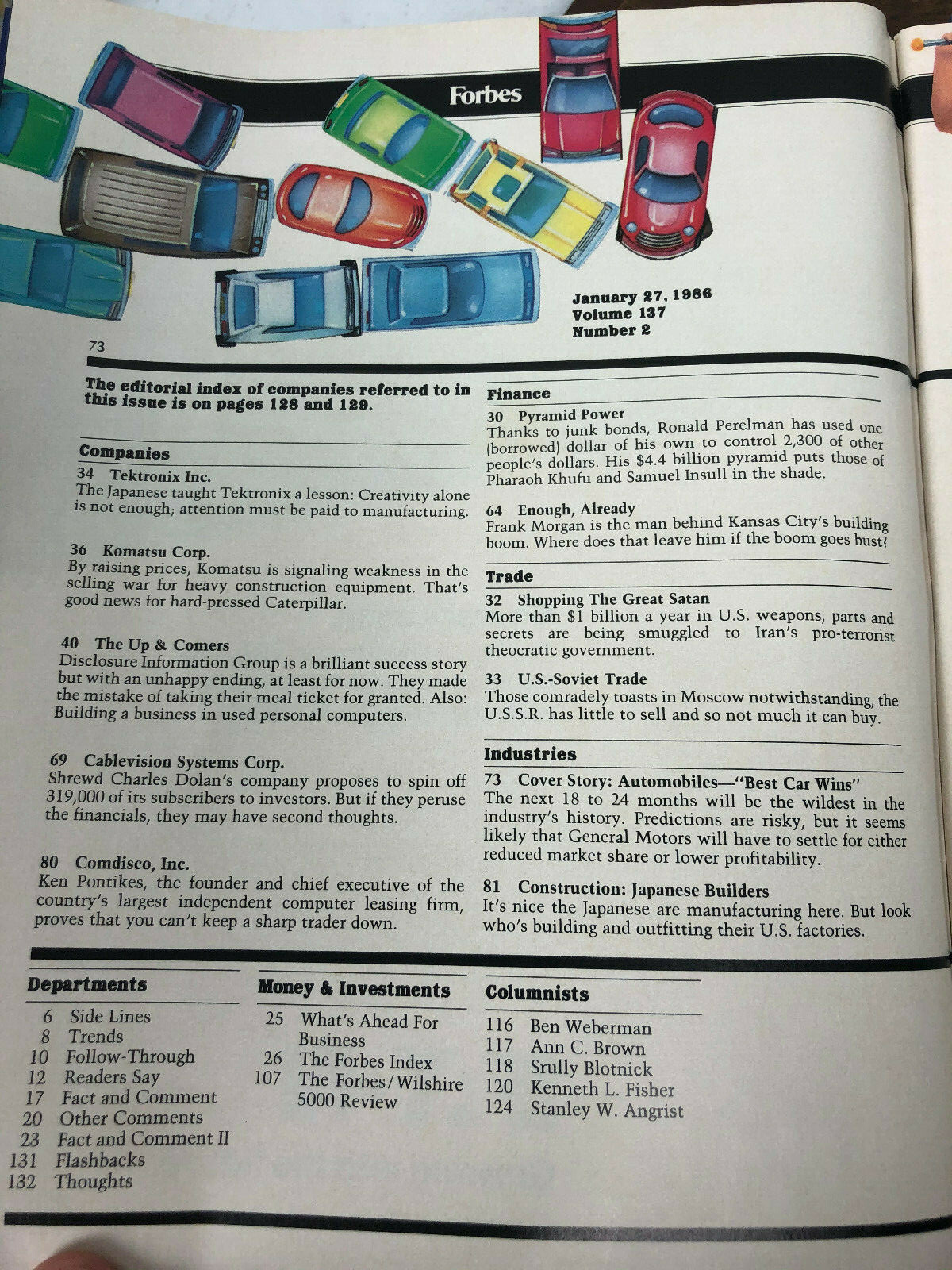 Vintage Forbes January 1986 Magazine “A Crush Like You Wouldn’t Believe”