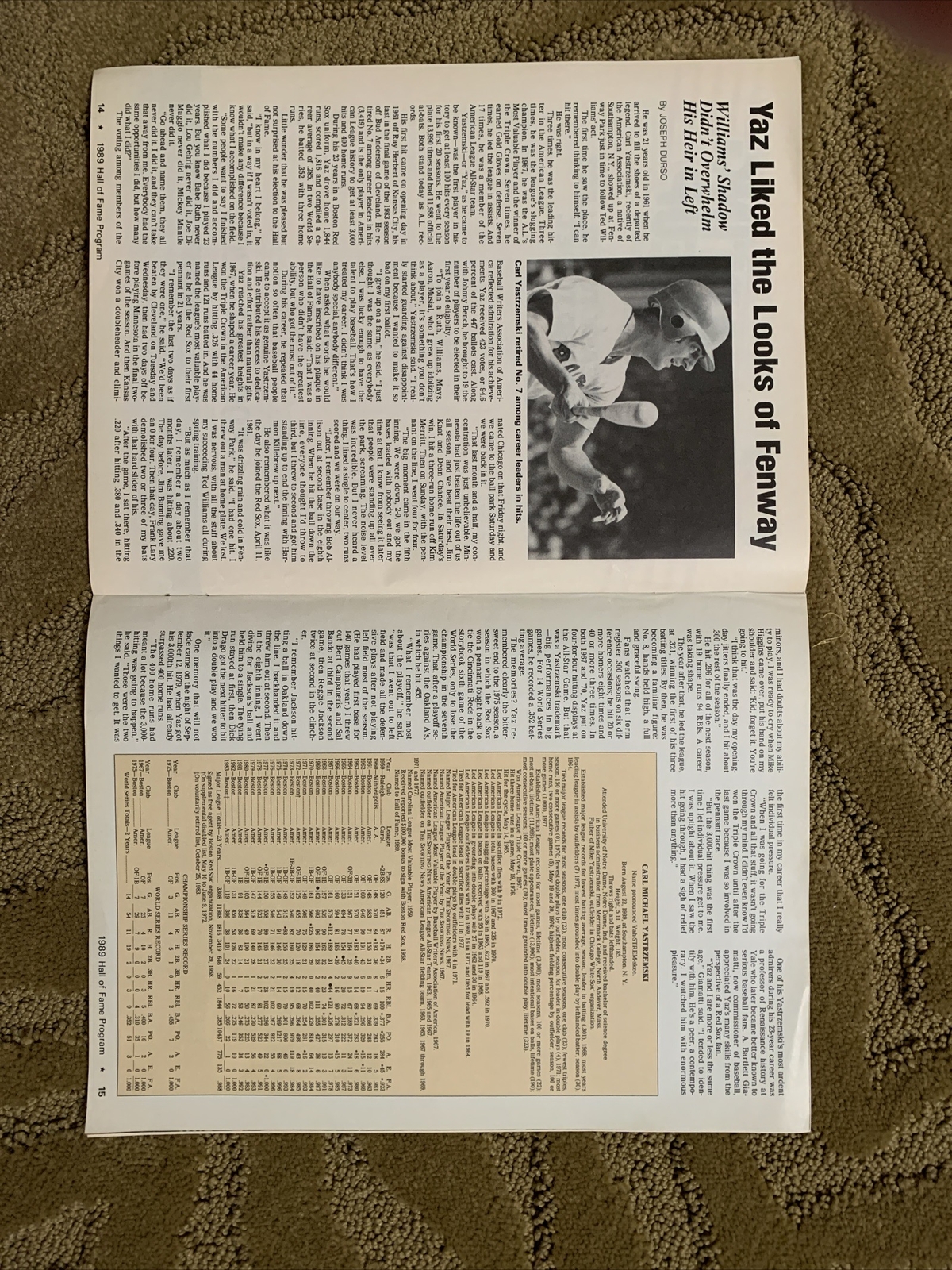 MLB Hall of Fame 50th Annual Program 1989 Yaz Bench Schoendienst Barlick