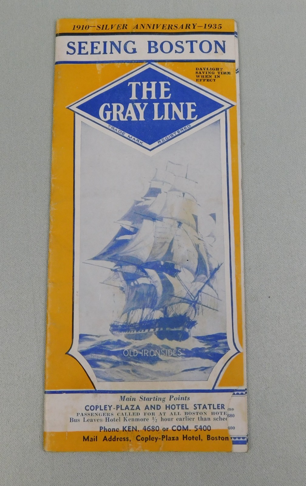 Vintage 1935 Gray Line Boston Sight Seeing Tour Travel Brochure USS Constitution