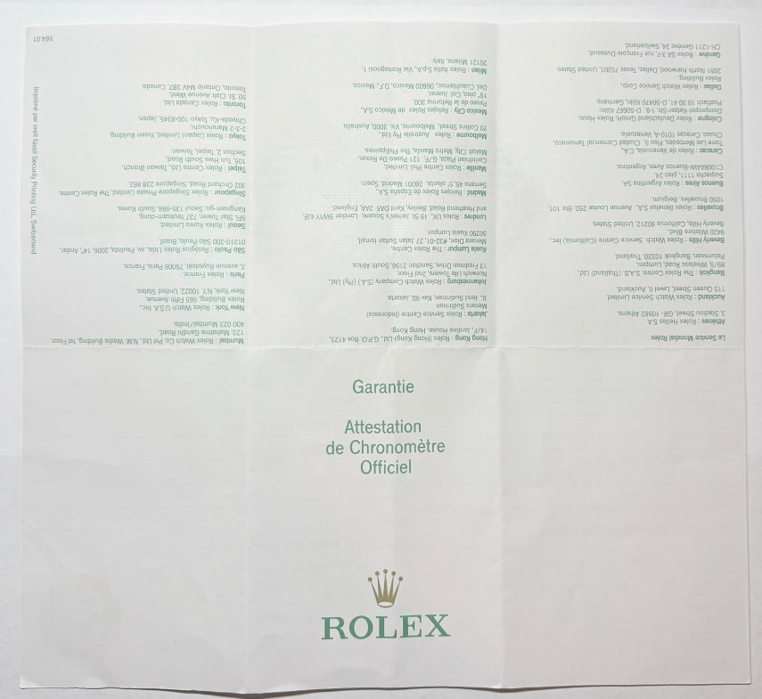 Authentic Rolex 78240 Datejust Warranty Certificate Guarantee 2004 K Serial Cert