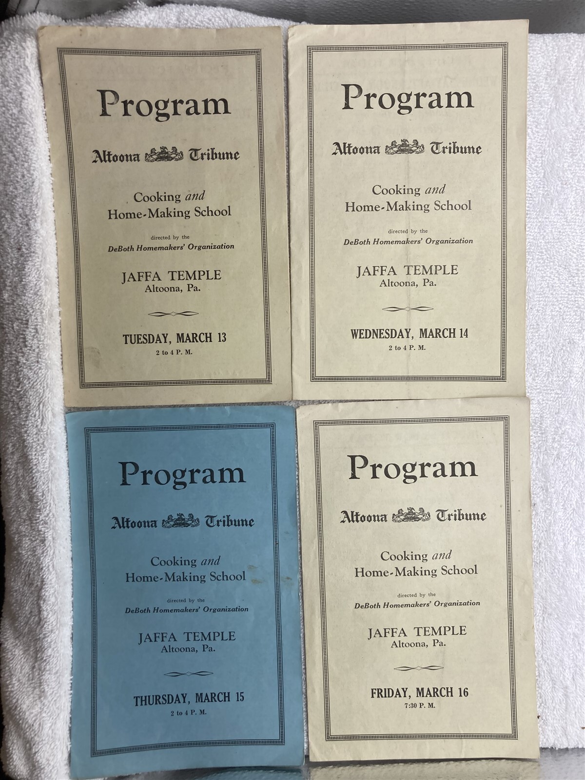 1923 1928 1934 Altoona Tribune Cooking School Jaffa Temple Altoona PA Programs