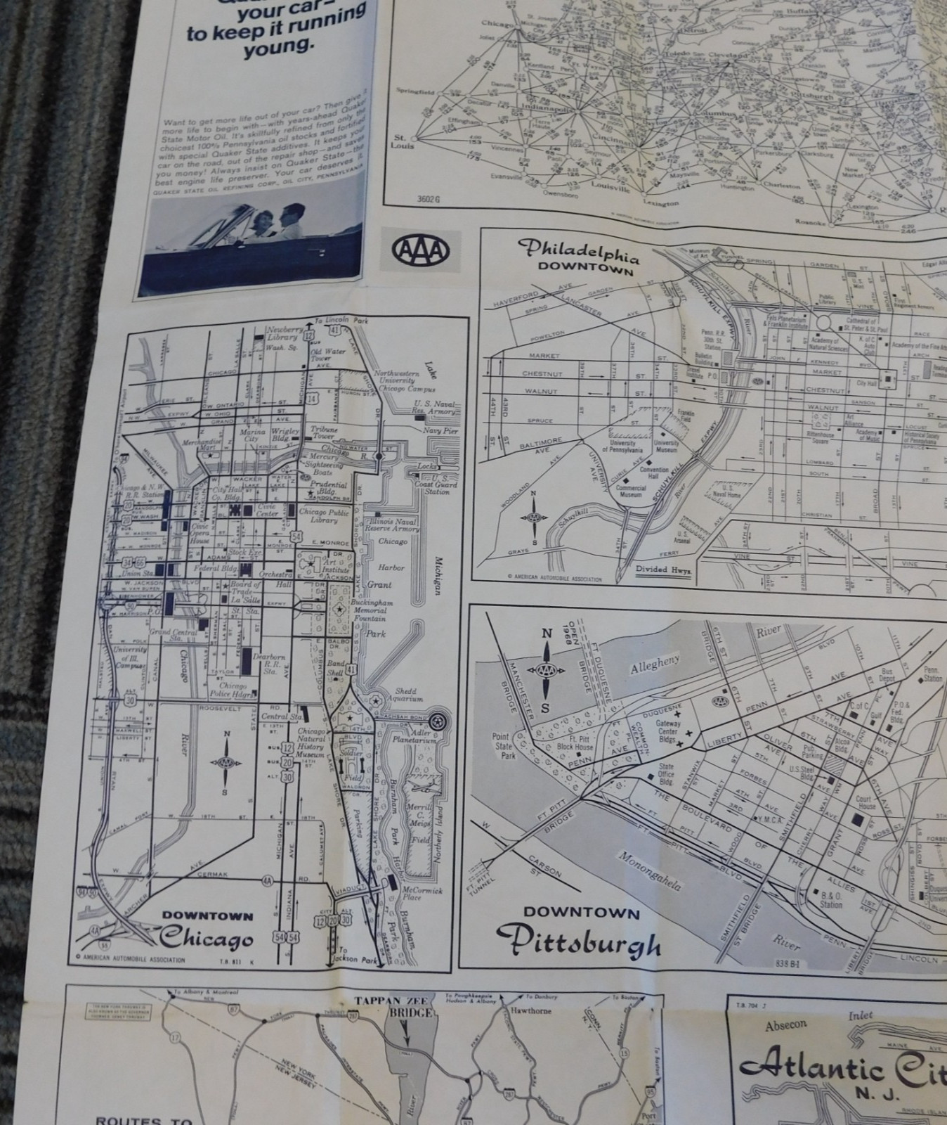 Vintage 1965-1966 AAA Northeastern United States Road Map Travel Route Planner