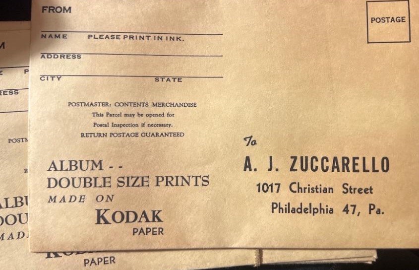 MINT 1948 Phila. Vintage Kodak Mail-In Film Photo Developing Envelope One