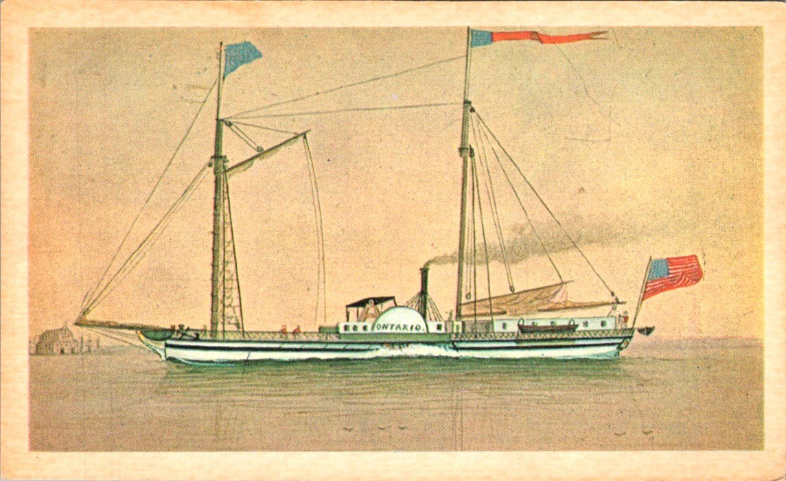 Buffalo Historical Society 1950s Educational Card – Steamboat Ontario Lithograph