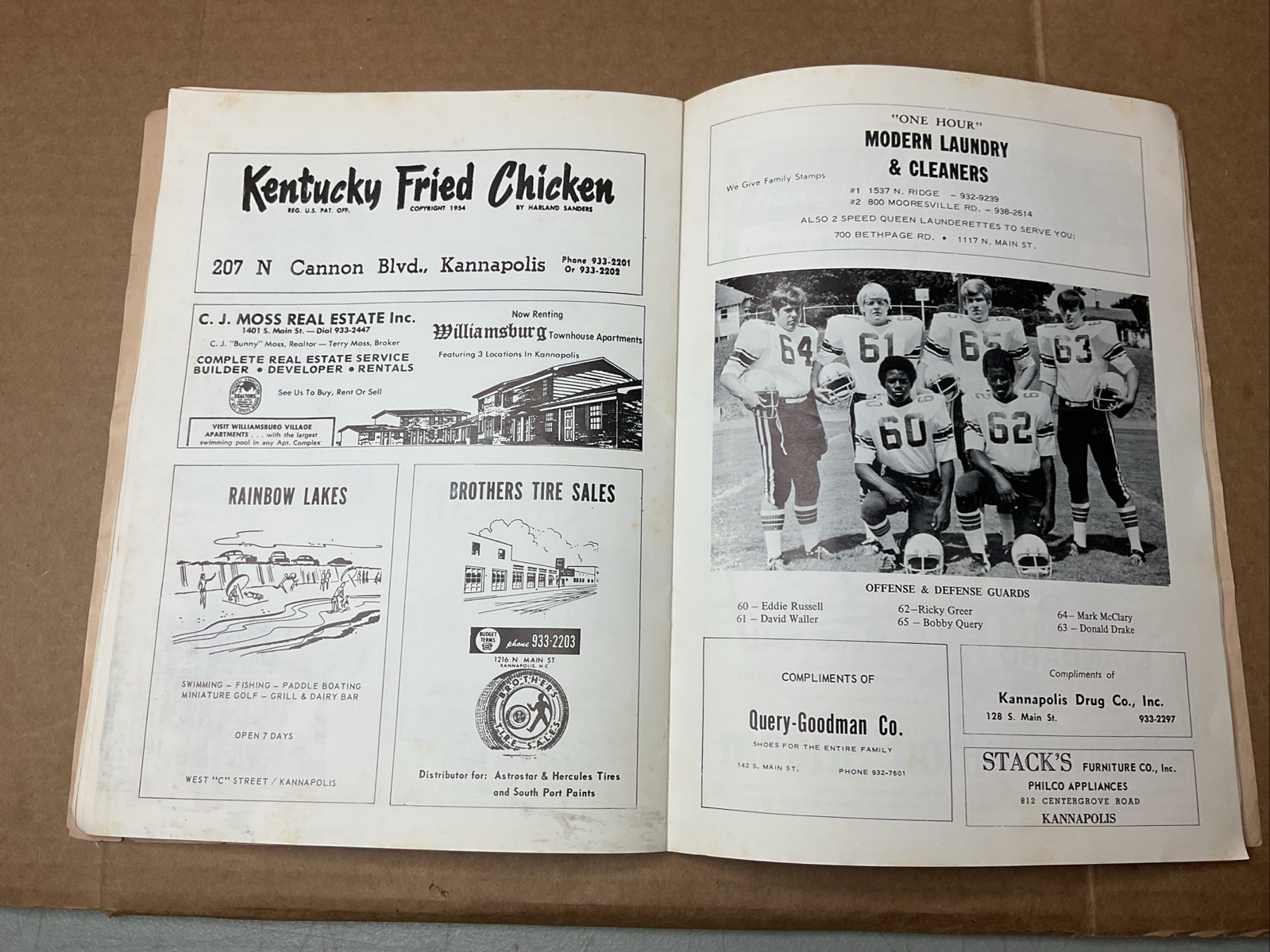 21 Sep 1974 Football Program Kannapolis Vs Lexington High School Nc B69