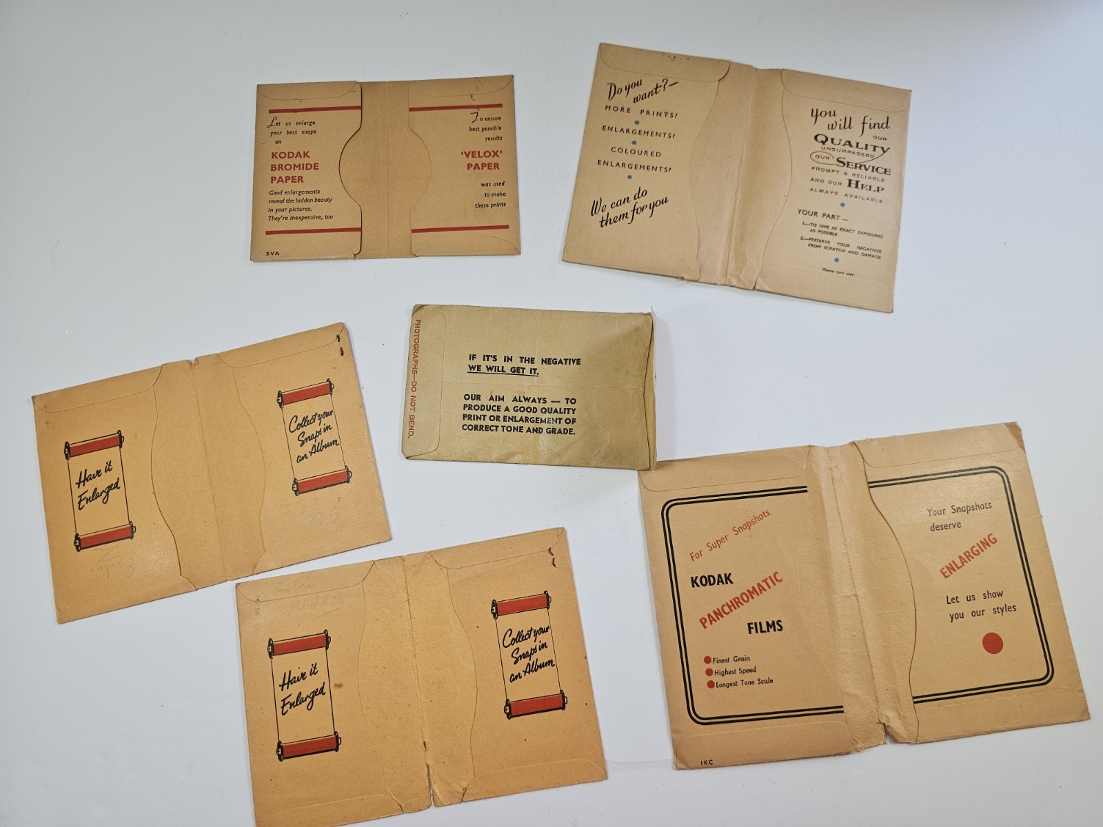Vintage Kodak Velox Photographic Wallets Envelope Film Print Emphemera 1950s