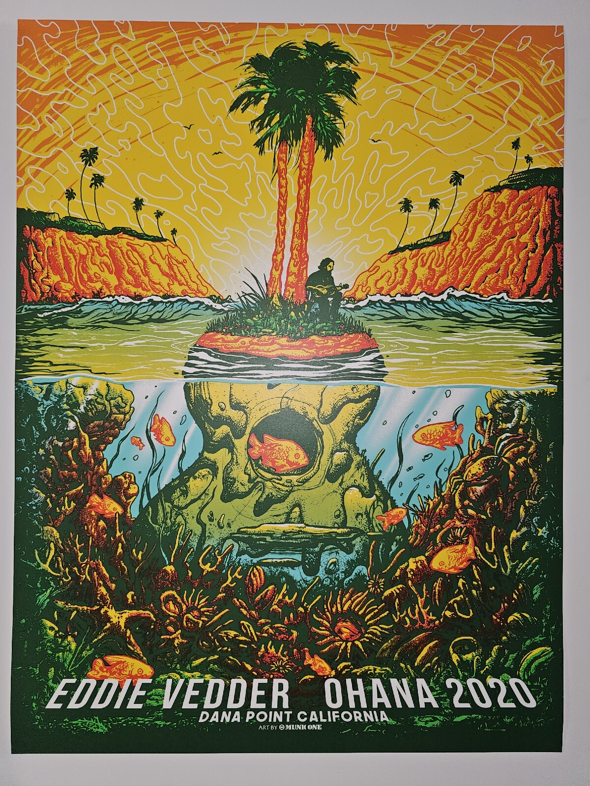 Eddie Vedder 2020 Ohana Festival Concert Poster Munk One Print Pearl Jam Califor