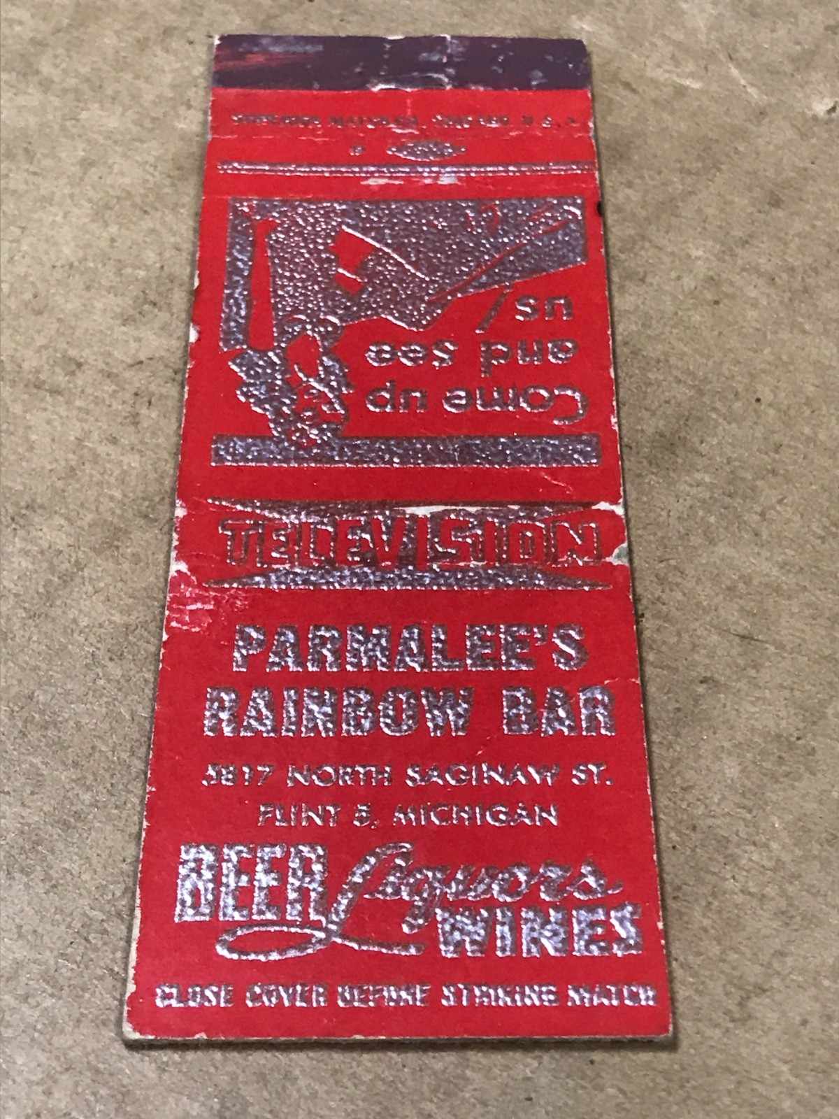 Vintage Parmalee’s Rainbow Bar – Flint, Michigan – Matchcover, Matchbook