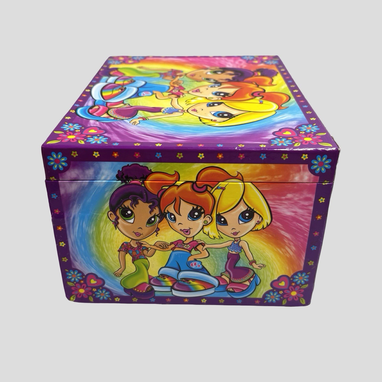 Lisa Frank BFF Girls Rule Stationary Trinket Jewelry Box Neon Rainbow Drawers