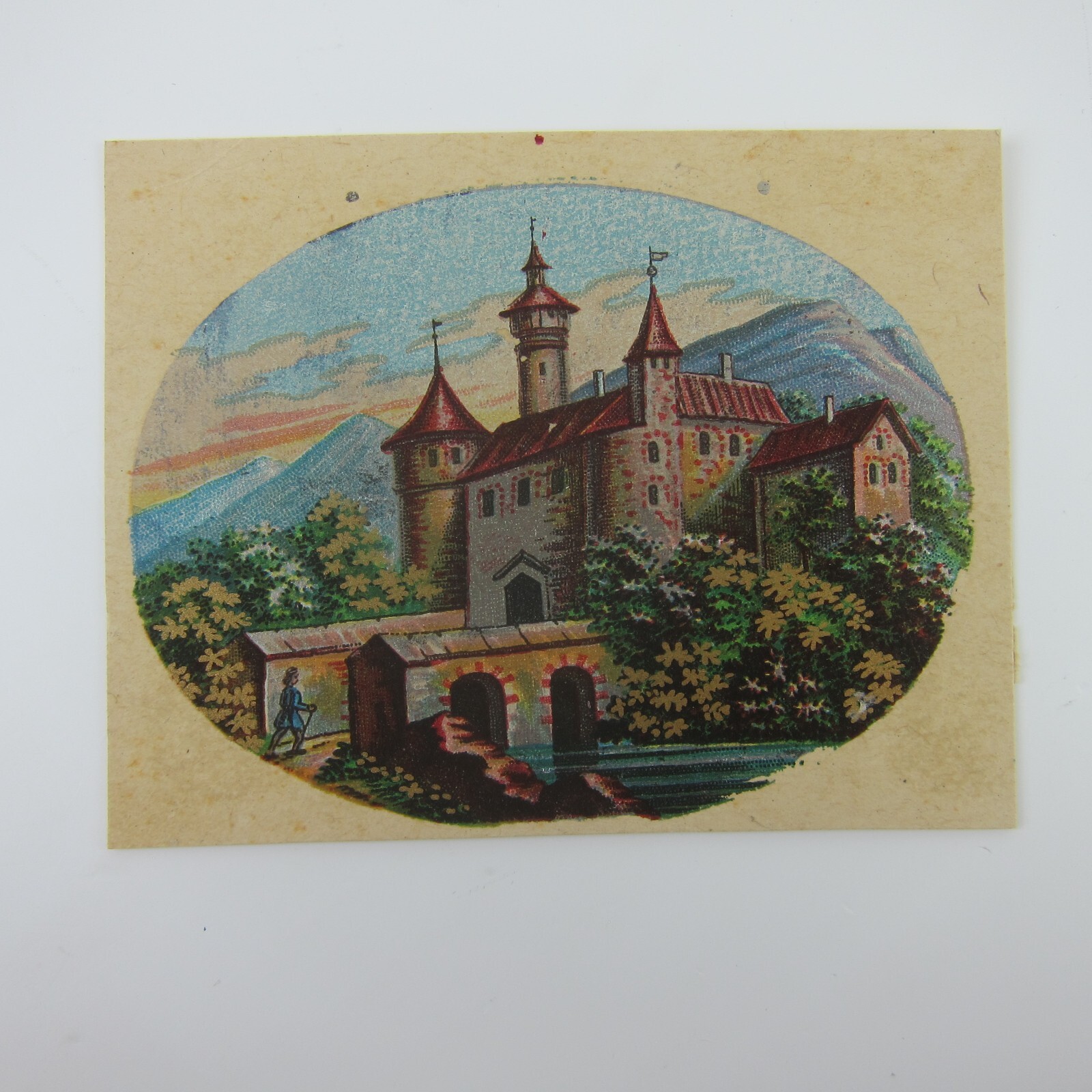Antique Lithograph Print Samples Lot of 4 Castles Towns Villages Landscapes RARE