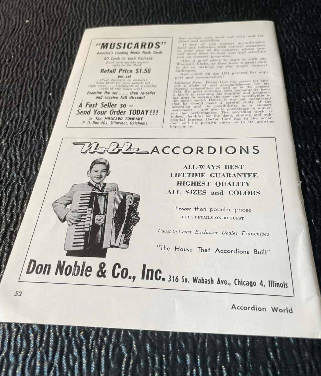 Future Accordionist Concert Stage Arthur Carr Article 1956 Accordion World Mag