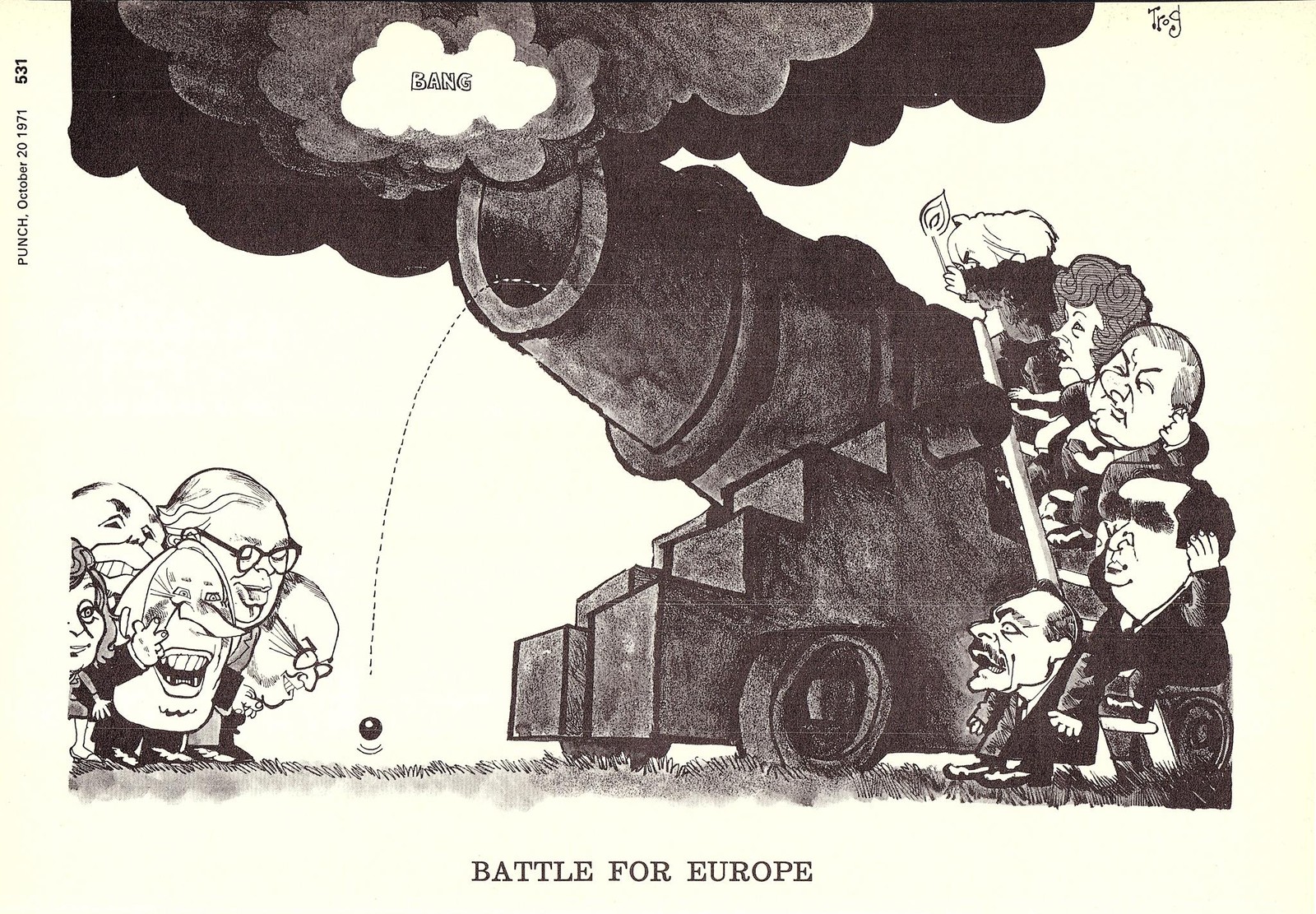 Original 1971 Punch TROG Cartoon Print – EEC ‘Battle for Europe’ Ephemera