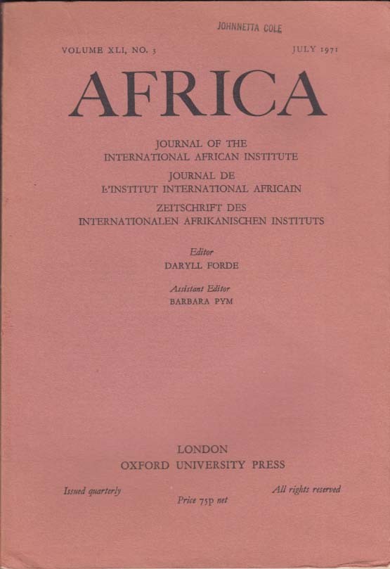 AFRICA 7 1971 Alfred Moeller; Old Oyo Fall; Igala Fetishes; Waswahili; Ibibio &c
